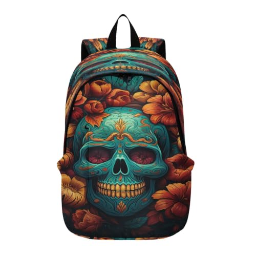 Sac à dos crânes colorés rose dorée pour ordinateur portable et voyage