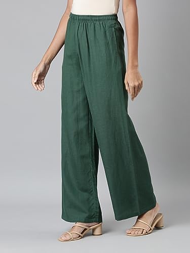 Image of GO COLORS Soft Viscose & Linen Blend Linen Palazzo Full Length for Women| Breathable, Mid Rise