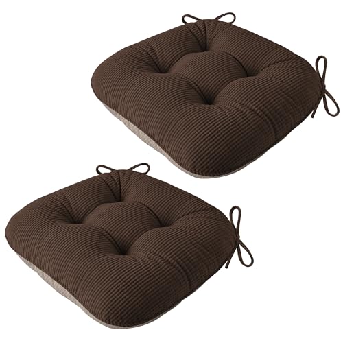 Image of AddGrace Chair Cushions for Dining Chairs Soft Kitchen Seat Cushions 18 inch x 18 inch x 3 inch Non-Slip Seat Pads Coffee Set of 2