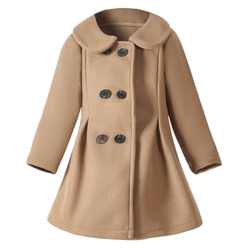 Little Girls Double Breasted Dress Coat Kids Y2K Stylish Outerwear Long Sleeve Trench Coat Lapel Peacoat with Pockets