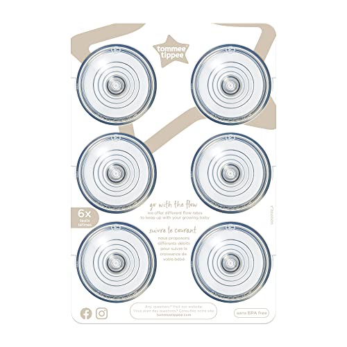 Tommee Tippee Advanced Anti-Colic Baby Bottle Nipples, Breast-Like, Soft Silicone, Fast Flow, 6 Months+, Pack of 6