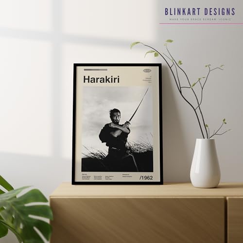 Image of BLINKART Harakiri Movie Poster Frame 8x12 Inch | Premium 300 GSM Paper Wall Print | Mid Century Vintage Film Artwork for Home, Bedroom, Living Room, Office | Framed Photo Decor
