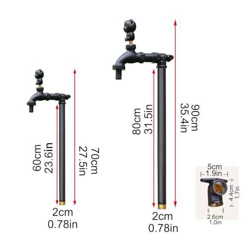 Columna de agua para exteriores con grifo, hidrante vertical de jardín, dispensador de agua de doble salida con manguera de pistola de pulverización para riego de jardín y cuidado del césped