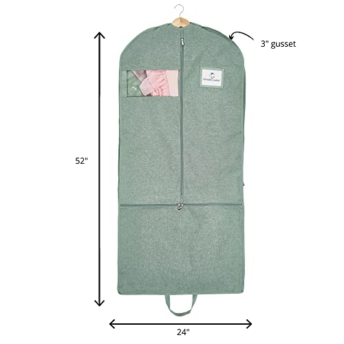 Waterproof Hanging Garment Bag 52 inch Deluxe Clothes Bag with Gusset, 4 Pockets & Side Zip for Dance Costumes, Sports, Skating, Theatre, Beauty Pageants & More by Kendall Country (Moss)4