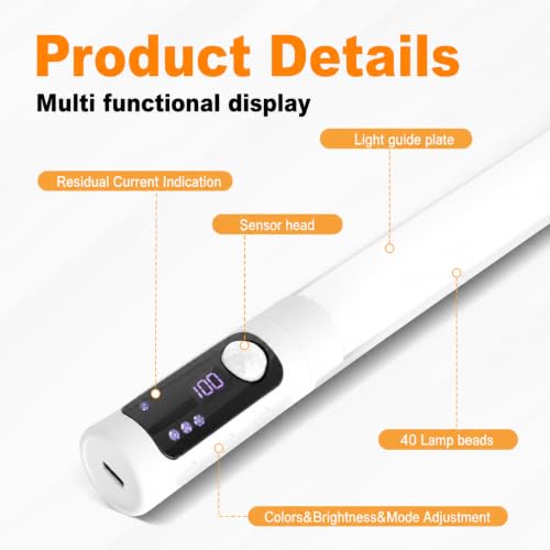 Image of 15.2inch Under Cabinet Lighting,2 Pack Sensor Light Indoor with Battery Level Display Function,Closet Light can be Disassembled for Handheld use,Wireless Under Counter Lights fo Bedroom, Kitchen