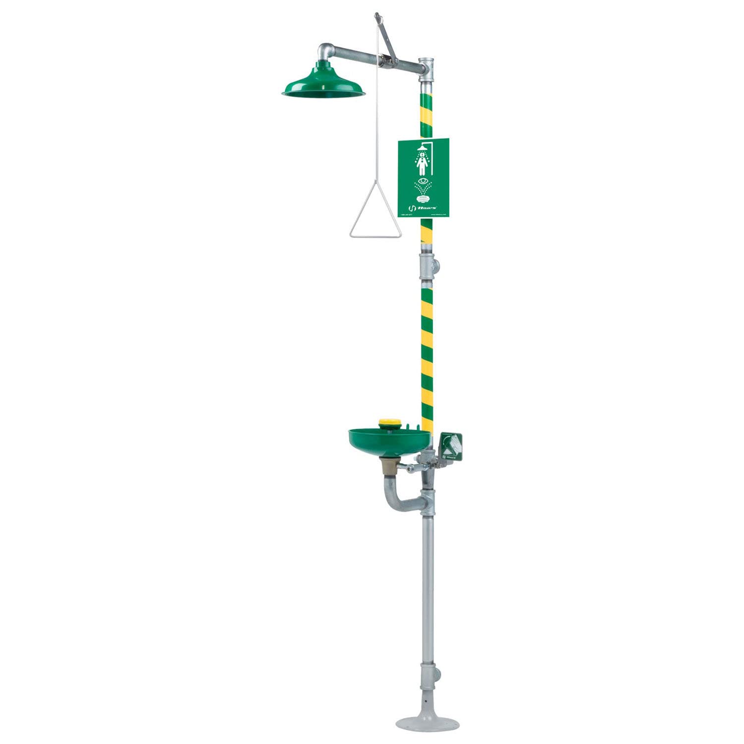 Haws 8320-8325 Combination Shower and Axion MSR Eye/Face Wash with A Green ABS Receptor, Green/Silver