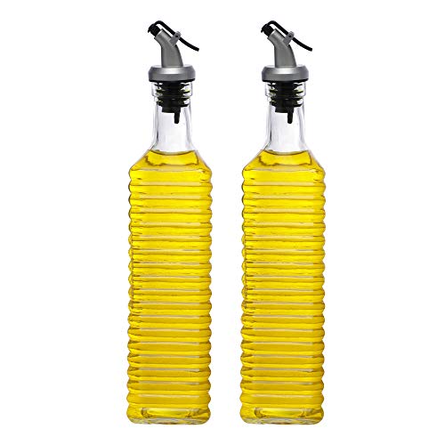 Image of SIMPARTE Oil and Vinegar Cruet Seasoning for Dining Table Glass Bottle (2 Pcs 500 ML), Clear, Medium, Set of 2