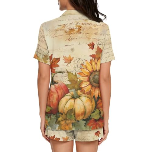 Image of Women's Short Sleeve Sleepwear Pajamas Nightwear with Pockets