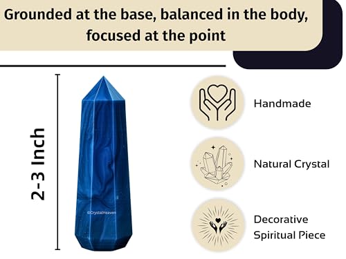 Image of Crystal Heaven Certified Blue Agate Crystal Tower Obelisk Point For Chakra, Healing And Balancing - Aaa Grade Original Certified Gemstone Agate For Reiki Meditation Yoga Spiritual (2-3 Inches)