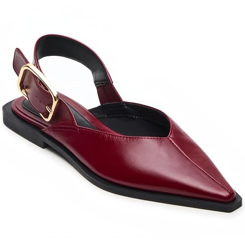 Image of Slingback Flat Shoes for Women Pointed Closed Toe Flat Mule Sandals Casual Comfortable Office Dressy Shoes