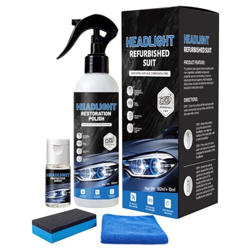 Genérico Headlight Restoration Fluid - Durrable 180ml Solutions, Smmooth Surrface Clearness, Ensurre Clearer Lights, Qualiity Sun Protections - For Car Truck RV Driving Commuting Urban Riding Travel