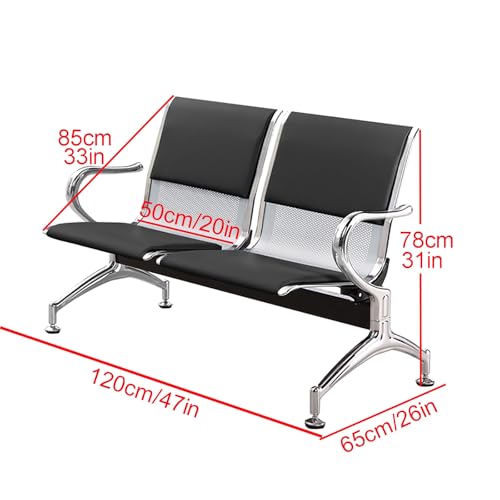 Ensemble de bancs de salle d'attente – Chaises de réception robustes avec accoudoirs et dossier, sièges confortables pour hall d'entrée pour aéroport, hôpital, banque, salon, salon de coiffure, salle