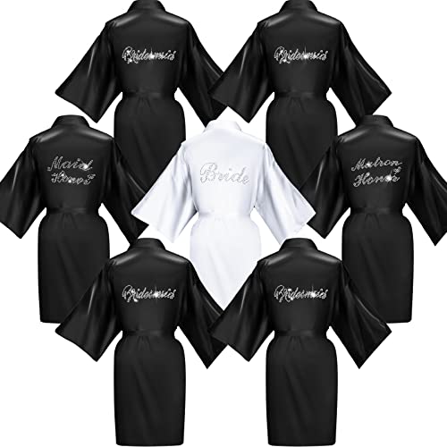 7 Pcs Bride Satin Robes Bridesmaid Robes Bridal Shower Kimono Clothes for Women Bridal Shower Wedding Bridesmaid Favors