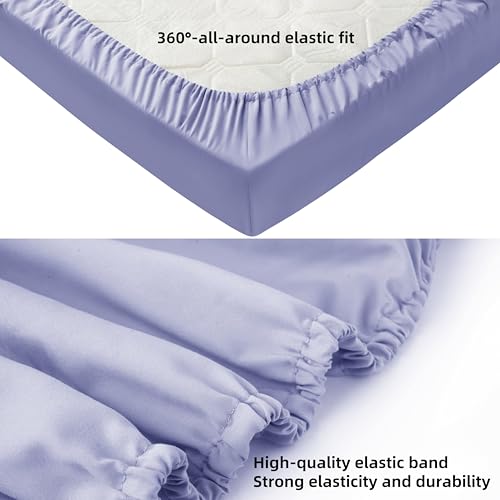 Image of HBHLFZ Crib Sheets for Boys, Girls, 28x52 Inch Fitted Crib Sheet - 8 Inch Deep Pocketed Fixed Sheet - Soft and Comfortable Microfibre - Fits Standard cot and Toddler mattresses, Light Purple