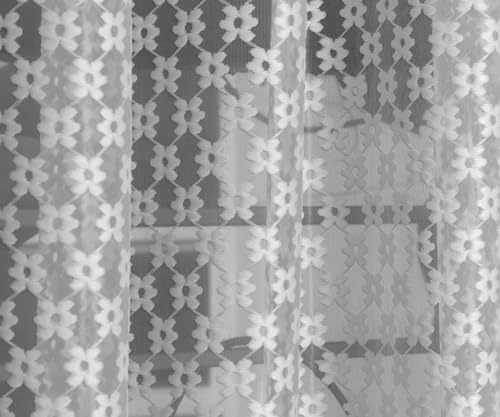 Image of Fabrilia White Sheer Curtains for Living Room & Bedroom | Net Curtain Set of 2 Panels | 5 ft Long | Elegant Design | Lightweight & Easy Care