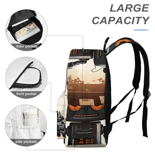 Laptop Travel Backpacks Large Capacity Black Robot Bookbags for Outdoor Sports Office Work4