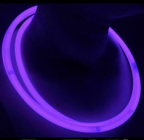 Glow Sticks Bulk Wholesale Necklaces, 100 22” Purple Glow Stick Necklaces. Bright Color, Glow 8-12 Hrs, Connector Pre-Attached, Sturdy Packaging, GlowWithUs Brand
