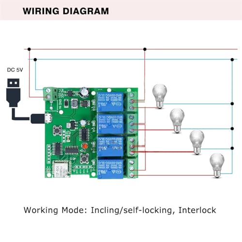 Module de commutation sans fil WiFi 4 canaux USB 5V DC 7-32V - 5