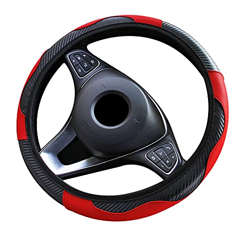 Lotatheta Steering Wheel Cover Microfiber Leather Anti-Slip Universal Car Steering Wheel Cover Faux Leather for Car Accessories Auto Car Without Inner Ring (Red)