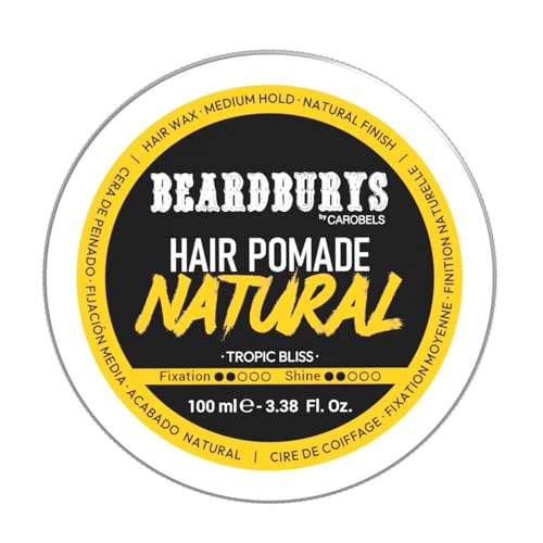 Beardburys Natural | Cera Pelo Hombre Natural de Fijación Media y Acabado de Brillo Bajo 100 ml