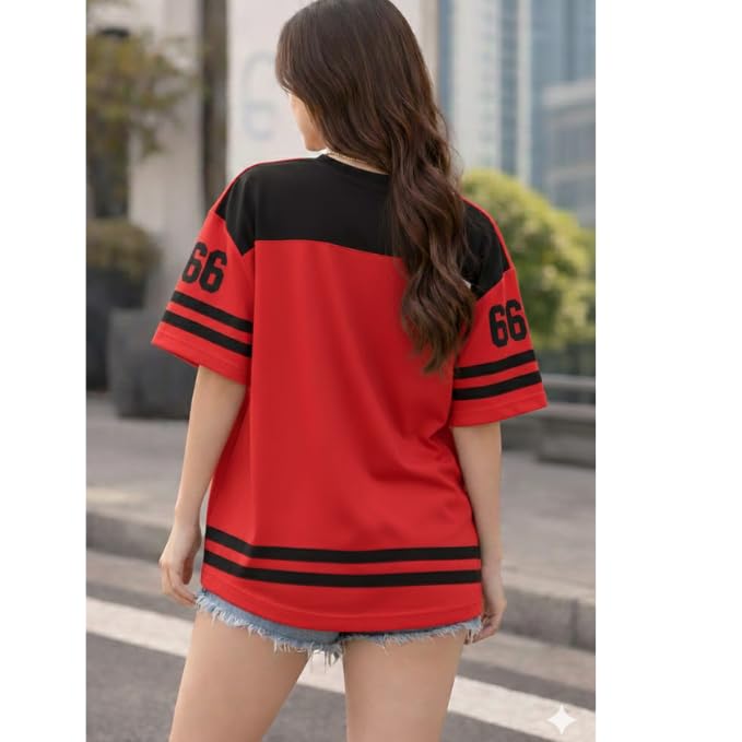 Image of BLACKSTEP Women Oversized Cotton Jersey Tshirt | Loose Fit Streetwear Casual Top | Drop Shoulder Longline T Shirt for Girls College Wear Travel Gym Daily Outfit