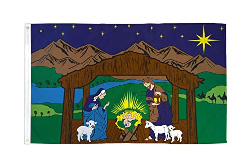 AZ FLAG - Drapeau Crèche de Noël - 150x90 cm - Drapeau Nativité - Jesus 100% Polyester Avec Oeillets Métalliques Intégrés - Pavillon 110 g