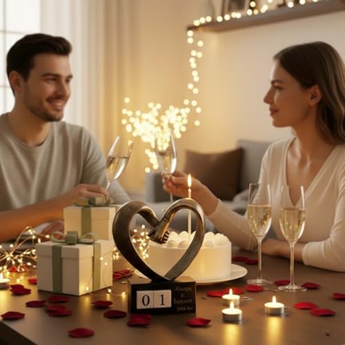 Hand Sculpture Kit for 2 Hands Statue, Bronze Finish Resin Love Heart Sculpture, 1st to 50th Wedding for Couple Wife,Statues for Home Decor,Anniversary Romantic - Image 4