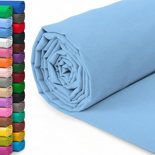 A-Express 100% Cotton Fabric - 60 Inch 150cm Wide - Plain Cotton Fabric by the Metre - Ideal for Quilting Sewing Dressmaking Curtain Linings Totes Bedding Pillowcases - Sky Blue Sample