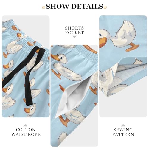 Cartoon Duck Mens Pajama Shorts Soft Pants Lounge Sleepwear Bottoms with Drawstring & Pockets4