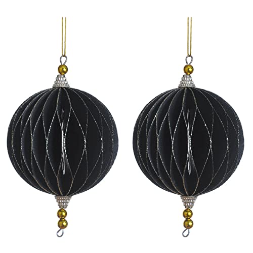 Weihnachtsdeko Baumschmuck -Ornary- 2er-Set Papier 9x17cm schwarz-Gold Cover