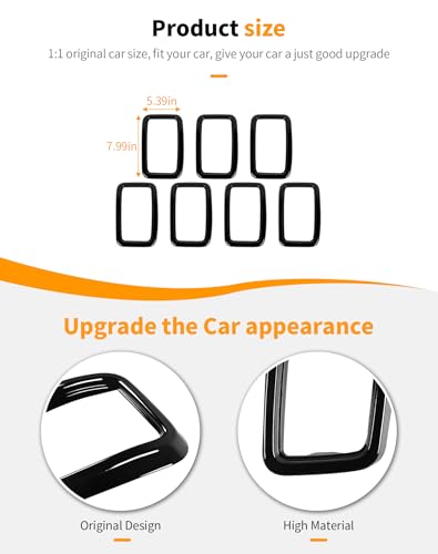 Image of Hoolcar Front Grill Mesh Inserts Compatible with Jeep Grand Cherokee 2017-2020 Clip-on Grille Inserts Cover Trim Exterior Accessories, Black