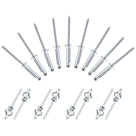 Jersvimc 5/32" x 3/4" Trifold Exploding Pop Rivets, Solid Aluminum Tri Grip Rivets Bulb Style Rivets Large Flange Rivets Big Headed Rivets for Kayak Marine Boat - 50Pcs Cover