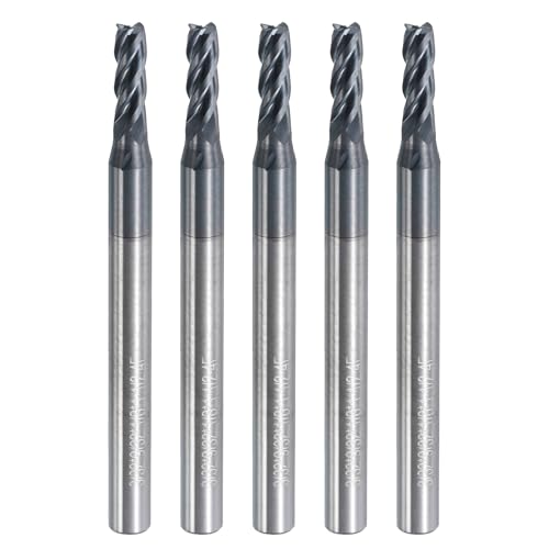 Image of uxcell 5pcs Carbide Square End Mills, 3 /32 inch Dia AlTiN BN Coated 4 Flutes Milling Bit Cutter, for Hardened Steel Cast Iron Alloy Metal, 1 /8 inch Shank 9 /32 inch Cut Length 1-1 /2 inch Long HRC50