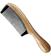 Handmade 100% Natural Green Sandalwood with Buffalo Horn Hair Comb - Anti-static Natural Sandalwo...