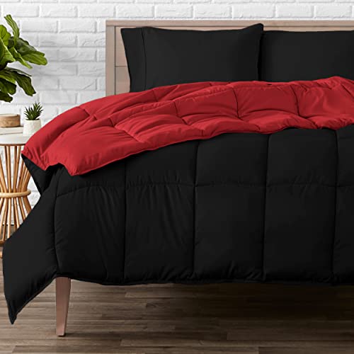 Bare Home Twin/Twin Extra Long Comforter - Reversible Colors - Goose Down Alternative - Ultra-Soft - Premium 1800 Series - All Season Warmth - Bedding Comforter (Twin/Twin XL, Black/Red)