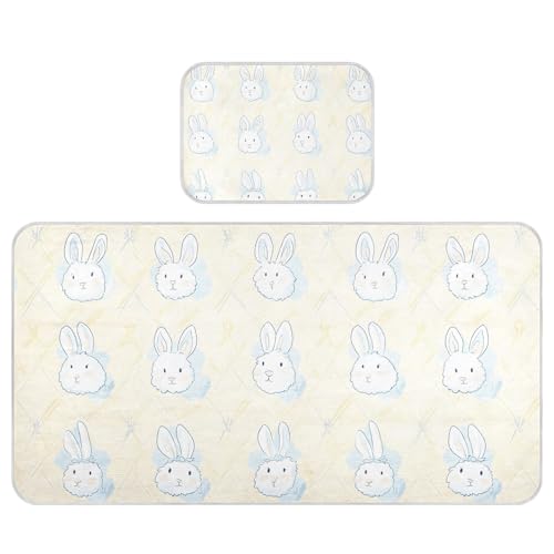 Bolaz Summer Sleeping Bed Pad, Cute Rabbit Pattern Cooling Mattress Set Breathable Bed Mat Ice Silk Mat + Pillow Cover for Toddler Boys Girls