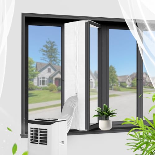 FSEN 400CM Universal Window Seal Kit for Portable AC - Heavy-Duty Oxford Fabric, No-Drill Waterproof Cover with Zipper & 2xVelcro, Fits Sliding/Crank-Out/Skylight Windows,Dust & Saves Energy (157