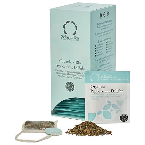 Solaris Tea - Organic Peppermint Delight Tea | 100% Organic Whole Leaf Tea | Certified Vegan | 40x Biodegradable Stitched Teabags, (1 x 80 g) Cover