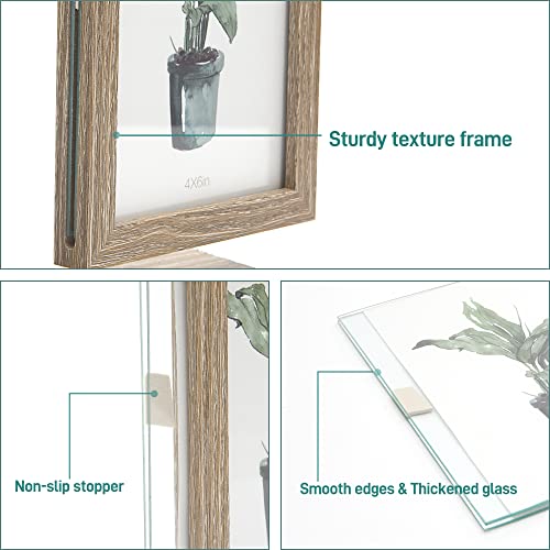 Sapowerntus 4X6 Picture Frames, Rustic Family Desk Photo Frame, Flowers Plants Floating Double-Sided Glass Vase Office Tabletop Standing Decor, Mother Wedding Cute Dog Unique Gift #TOP7