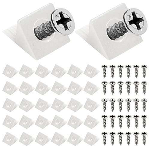 40 Piezas Cuñas de Reparación Soporte Fijación, Cuñas Estabilizadores Posterior Plana Estabilizadores con Tornillos, Cuñas de Inferior Cajón Plastico para Cajones y Muebles - Blanco