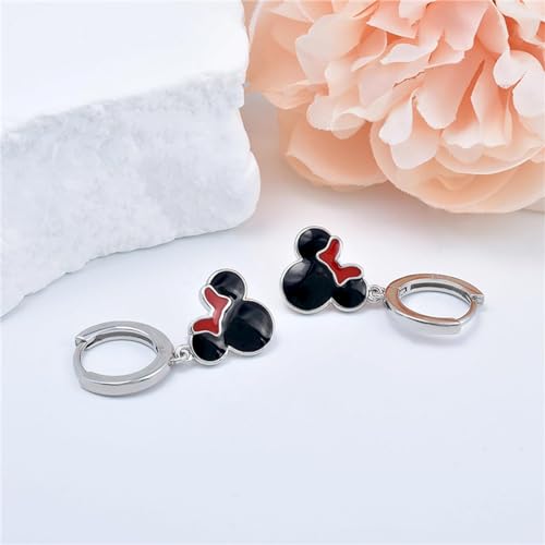 Sterling Silver Black Mouse Hoop Earrings for Women Cute Delicate Mouse Dangle Huggie Earrings Hypoallergenic Lucky Princess Animal Jewelry for Daughter Birthday Gifts4