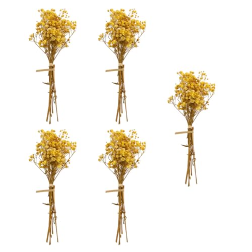 Ramo seco de flores preservadas Gypsophila amarillo 5 tallos 12cm miniatura 1