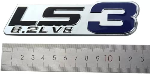 Image of Pair Set LS3 6.2L V8 Engine Badge 3D Emblem Nameplate Sticker (Silver Blue)