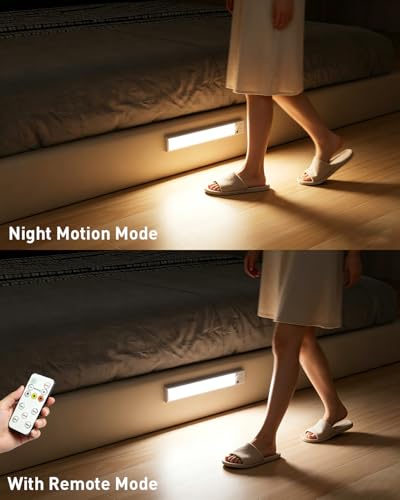 Image of Under Cabinet Light Wireless with Remote,80-LED Motion Sensor Light Indoor, 12 Inch Closet Lights Wireless, Dimmable & 3 Color Temps, Stick on Under Counter Lights for Kitchen Closet Stair Bedroom