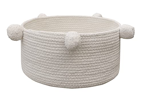 Happy Decor Kids - Aufbewahrungskorb für das Kinderzimmer. Kollektion Bobble in Elfenbein-Farbe. Handgefertigt aus 100 % natürlicher Baumwolle und ohne giftige Stoffe. Größe: 15 x 30 x 30 cm Cover