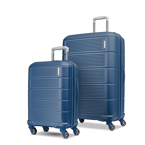 American Tourister Stratum 2.0 Expandable Hardside Luggage with Spinner Wheels, 2-Piece Set 20/28, Blue