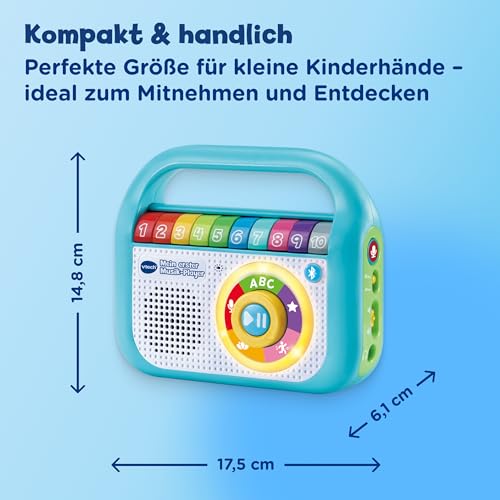 Vtech Baby Mein Erster Musik-Player – 40 Lieder & Aufnahmefunktion, LED-Licht, Bluetooth, Mobiler Musikspaß I Lernspielzeug I Tragegriff I Kopfhöreranschluss I Kinder 2-5 Jahre