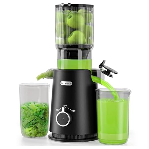 ECOSELF Juicer Machines Easy to Clean, with Wide Mouth & Large Feed Chute, Professional Cold Press Juicer For Whole Fruits & Vegetables, Self Feeding for Juice Extractor Machine, High Juice Yield