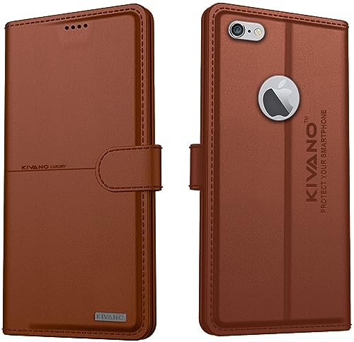 Image of Compatible with Apple iPhone 6 Flip Cover | Leather Finish | Inside Pockets & Inbuilt Stand | Shockproof Wallet Style Magnetic Closure Back Cover Case