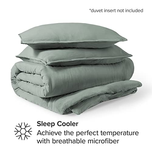 Bare Home Sandwashed Duvet Cover Oversized Queen Size - Premium 1800 Collection Duvet Set - Cooling Super Soft Duvet Covers ( Sandwashed Slate) #TOP6